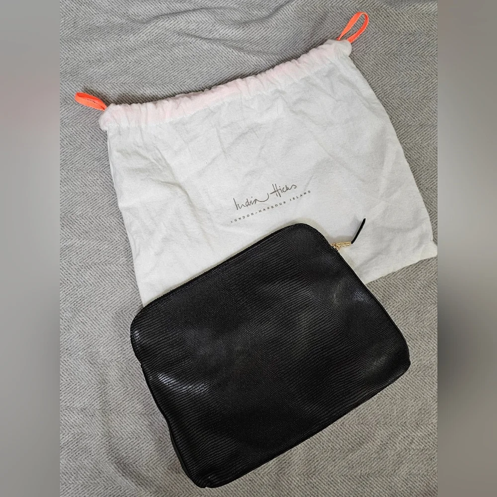 India Hicks Black Textured Leather Portfolio - Picture 3 of 13